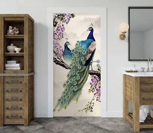 3D Two Peacocks I8233 Door Wall Stickers Wall Murals Wall Print Deco Erin 2023 - Picture 1 of 11