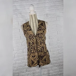 Chaleco Vintage Jengibre Apoyo Para Dos Rubias Tostado Negro Estampado Talla Mediana - Imagen 1 de 6