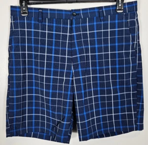 Chaps Men's Size 38 Blue Gray Plaid? Check? Shorts Flat Front Pockets - Picture 1 of 3
