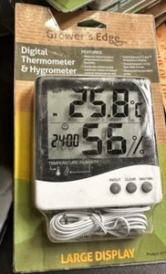 BRAND NEW Grower's Edge Large Display Digital Thermometer & Hygrometer - Picture 1 of 3