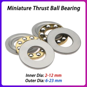 Thrust Ball Bearing Miniature High Precision Flat Steel Bearings I.D 2mm-12mm - Picture 1 of 10