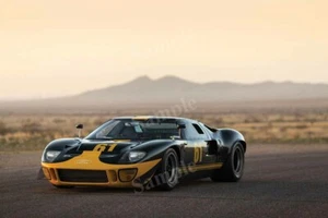 Retro Ford 1966 GT40 schwarz gelb Sport hochauflösend Wanddeko Druck Foto Poster - Bild 1 von 1