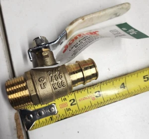 Jomar Valve 104-534MPG 3/4" Brass Ball Valve MNPT Threaded x Expansion PEX - Picture 1 of 4
