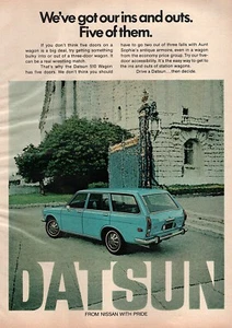 1972 Datsun 510 Wagon "Our Ins and Outs" Original Color Ad - Picture 1 of 1