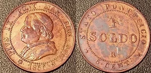 Italie - états pontificaux - Pius IX - 1 soldo 1866-XXI R Grande date KM#1372.2 - Foto 1 di 1
