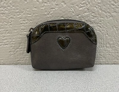 Monedero de cuero sintético marrón Brighton corazón cocodrilo en relieve brillante cierre de cremallera Foto 1 de 4