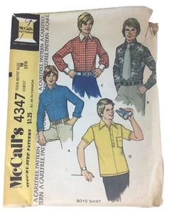 Vintage McCall's 1974 Sewing Pattern 4347 Boys' Shirt Mens  - Picture 1 of 10