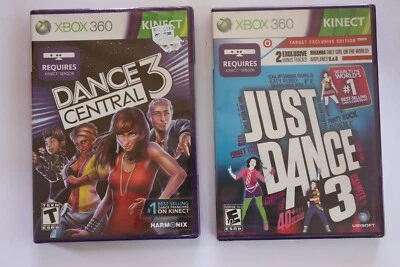 Dance Central 3 Game & Just Dance 3 Xbox 360 Microsoft Video Game Lot New Sealed - Image 1 of 3