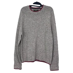 Eddie Bauer Men’s Knitted Sweater Sz M Tan- Red Lambs Wool Nylon  - Picture 1 of 6