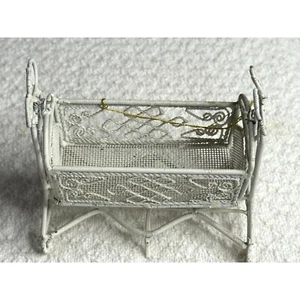 Miniature Wire Cradle Bassinet Dollhouse Furniture Baby Bed 4"+ - Picture 1 of 7