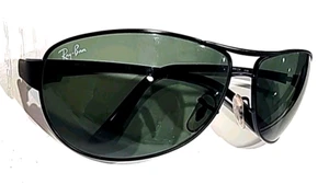 Ray Ban RB3342 006 Warrior Black Metal Green Wrap Sunglasses 60-12 - Picture 1 of 9
