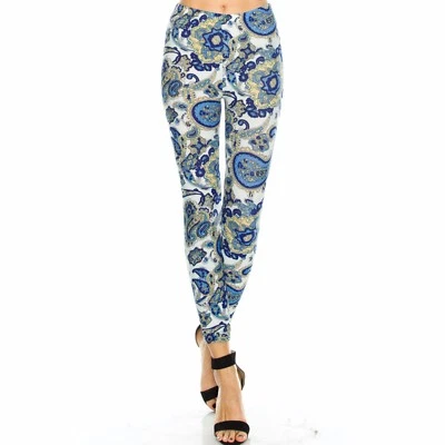 Leggings para mujer estampados de cachemira suave mantecosa piel de melocotón talla única 0-12 Foto 1 de 2