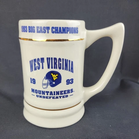 Vintage 1993 West Virgina Mountaineers Football Big East Champions Ceramic Stein Cover