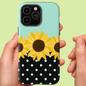 Custodia telefono resistente blu a pois girasoli per iPhone, Samsung Galaxy, Pixel - Foto 1 di 264