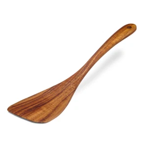 Wooden Spatula Nonstick Turner Acacia Wood, Right Long Handle Flat Frying Spatul - Picture 1 of 1
