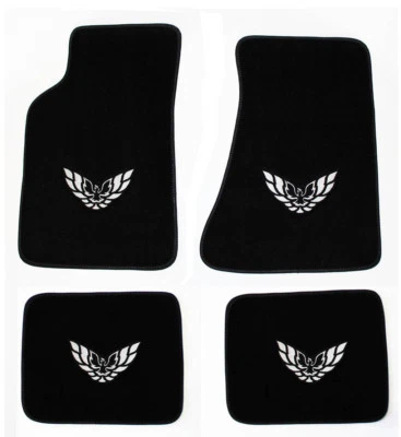 NEW! Carpet Floor Mats 1982-02 PONTIAC FIREBIRD Trans AM Embroidered Logo Silver - Image 1 of 4