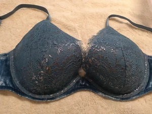 Victoria's Secret Blue / Silver Lace / Mesh Slightly Padded Underwire Bra - 34C - Picture 1 of 8