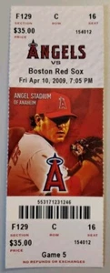 Los Angeles Angels Boston Red Sox Baseball Ticket 4/10 2009 Weaver Nick Adenhart - Picture 1 of 2