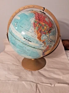 Vintage Replogle World Nation Serie 12" Globus erhöhtes Gefühl goldfarben Ständer - Bild 1 von 8
