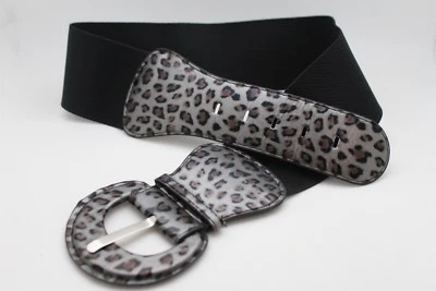 Women Elastic Wide Leopard Waistband Leopard Animal Print Belt Cheetah Fit S M - Image 1 of 4