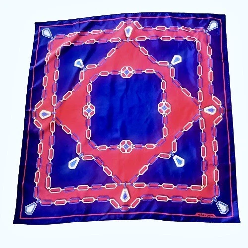 Cartier Must de France Bufanda de Seda Azul y Rojo Joya Logo De Colección Foto 1 de 4