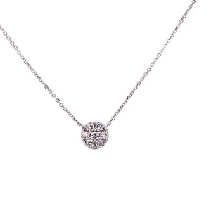 Collar Colgante Disco Círculo Circular Diamante Pavimentado Oro Blanco 14K Natural 0,25 Ctw - Imagen 1 de 5