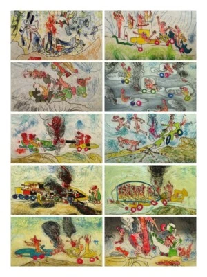 Roberto Matta LES OH! Diez grabados de arte abstracto firmados por TOMOBILES Foto 1 de 4