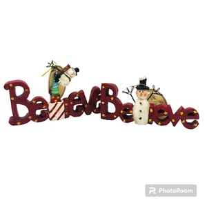 Set Of 2 NWT Snowman Believe Christmas Figurines Tii Collections Primitive - Picture 1 of 7
