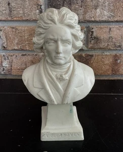 Vintage Ludwig van Beethoven Büste weiß Gips Skulptur Klassik Komponist - Bild 1 von 5