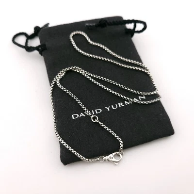 Collar David Yurman Plata de Ley 1.8mm Unisex Caja Pequeña Cadena 17-18" Pulgadas Foto 1 de 4