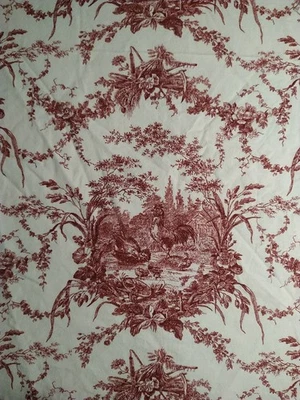 Waverly Home Decor French Country Red & Cream Toile La Petite Ferme 32" + Tails - Image 1 of 4