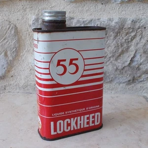 Ancien Bidon d'Huile LOCKHEED 55 Liquide de Frein France Vintage oil can rouge - Picture 1 of 5