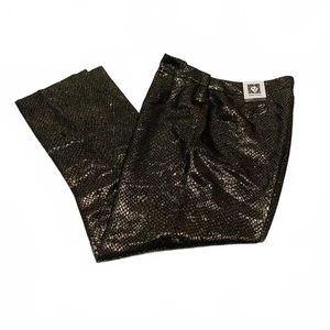 Anne Klein Womens Size 8 Metallic Gold Black Snake Skin Patterned Pants - Picture 1 of 15