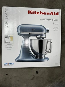 *OPEN BOX* KitchenAid KSM150PSBS Artisan 5 Quart Stand Mixer Blue Steel - Picture 1 of 3