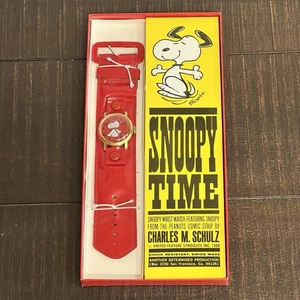 Vintage 1968 Peanuts Snoopy Time Watch Red Band Moving Arms Swiss Made - Picture 1 of 10