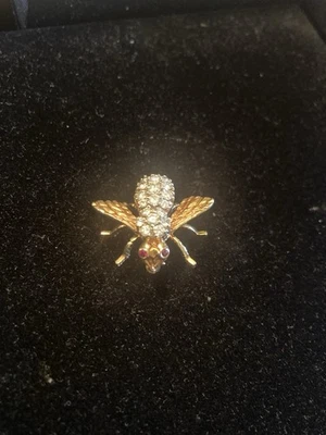 Pin de abeja vintage oro 18K con diamantes GH, aprox. Herbert Rosenthal de 0,75 quilates Foto 1 de 4