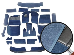 22 teiliger Blauer Teppich Teppichsatz Velours mit Kunstlederkeder für BMW E9 - Picture 1 of 3