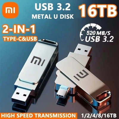Xiaomi 4TB 2TB 1TB USB 3.2 Type-C Flash Drive OTG High Speed Waterproof Pendrive