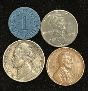 Lote de monedas de plata de níquel de guerra de Estados Unidos, ficha de abuelo azul, centavo de trigo y acero Segunda Guerra Mundial - Imagen 1 de 2