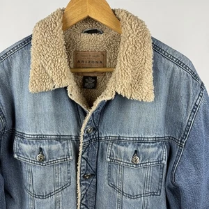 Vintage Arizona Medium Sherpa Blue Denim Jean Jacket - Picture 1 of 8