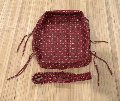 LONGABERGER Heritage Large Burgundy White Floral Basket Fabric Liner 15.5 X 8” - Image 1 of 4