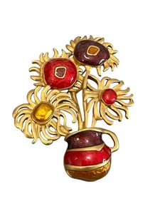 Vintage Yves St. Laurent for Avon Vincent van Gogh’s Sunflower Painting Brooch - Picture 1 of 5