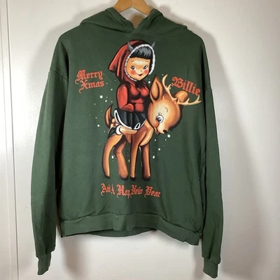 Billie Eilish Feliz Navidad Talla M Sudadera con Capucha Unisex Gran Tamaño Verde Gráfico Raro Foto 1 de 4