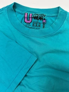 Vintage 90s Grunge T-Shirt Men L Oversize Blue Single-Stitch University Wear USA - Picture 1 of 17