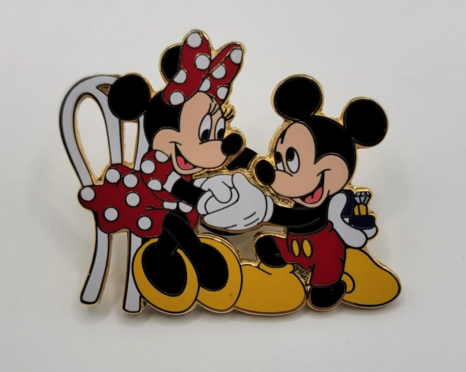 HTF Disney pin Engagement Wedding Ring Mickey Mouse Proposes to Minnie Mouse  - Image 1 of 2