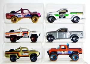 Hot Wheels (3) '87 Dodge D100 & (3) Dodge Power Wagon Loose W/PVC Cases. - Picture 1 of 15