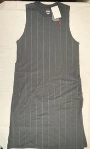 Nike Size M Air Jordan Heritage Pinstriped Maxi Dress Black DO5011-010 Loose Fit - Picture 1 of 5