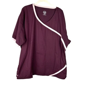 Iguana Med Burgunderrot und Rosa Kurzarm Peeling Top Größe 3XL - Bild 1 von 4
