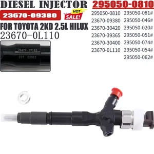 Diesel Fuel Injector 295050-0810 23670-09380 for Toyota FTV 2KD 2.5L Hilux - Picture 1 of 10