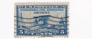 SELLO US SCOTT 650 "Globo & Airplane" 5 CENTAVOS "Civil Aeronáutica" 1928 USADO - D - Imagen 1 de 1